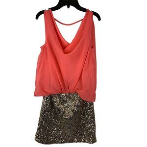 Xtaren Women's Peach & Gold Mini Dress